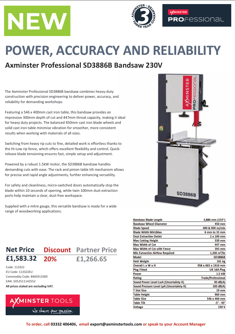 Bandsög SD3886B Prof.Axminster